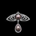 Brooch, natural brown pearls set in platinum and diamonds