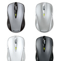 Wireless Notebook Laser Mouse 70001（左上から時計回りに、チタニウムシルバー/アルミニウムシルバー/カーボンブラック/セラミックホワイト）