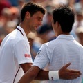 ジョコビッチ（左）と錦織（9月6日）　(c) Getty Images