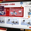 ブースではPOS端末などへのウイルス感染の様子を分かりやすく図で説明。被害拡散の様子が初心者でも理解できるよう工夫されていた。