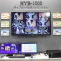 「HYB-1000」のデモ展示。ブース内に設置された9台のカメラをモニターで表示していた