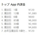 アプリ内課金コンテンツも同様に約2割値上げ。「パズル＆ドラゴンズ」の「魔法石」も1個120円に