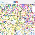 地図を拡大していくと地震に対する耐性（地耐力）をひと目で確認することができる（画像は地盤サポートマップのWebより）。