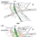 JR東日本による渋谷駅改良工事の概略図。駅の南側に設置されている埼京線ホームを山手線ホームの東脇に移設して乗換えの改善を図るほか、二つに分かれている山手線ホームを一つにまとめる。