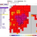 最高気温の分布図（関東地方）