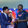 織田裕二とジャスティン・ガトリン選手【写真：竹内みちまろ】