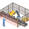 従来の安全対策用機器と防護柵を組み合わせた安全対策用センシング技術。ステレオカメラを用いることで防護柵や専用のセンサー設置が不要になり、設置スペースの削減、工程の変更やメンテナンスがしやすくなる（画像はプレスリリースより）