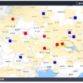 地震に関しては震度4以上の地域を地図上に表示。自社の車両の安全確認や被災地の状況の把握が行える（画像はプレスリリースより）