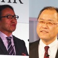 ソフトバンクの宮内社長（写真左）とKDDIの田中社長