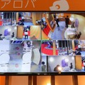 店内に設置した様々なネットワークカメラがとらえた映像を管理ソフト「アロバビュー」を使って表示。食事の提供だけでなく入店時や会計時、トラブル発生時の迅速な対応が可能だ（撮影：防犯システム取材班）