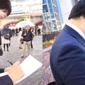 「落ち込んでいるときに博多弁で癒やされたい」と、横浜市の会社員（写真左）。金沢から出張に。女の子が照れながら言う関西弁の「好きやねん」もたまらんそう（同右）