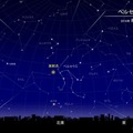 ペルセウス座流星群2016年8月14日0時頃の東京の空のシミュレーション　(c) 国立天文台天文情報センター