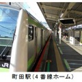 横浜線町田駅の4番線ホームに8両編成分を設置する。導入時期は2016年度末で、これに先立ち機能確認のため1両分を年内に設置する予定（画像はプレスリリースより）