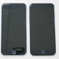 画面を消灯。iPhone 7のジェットブラックモデルは、黒いベゼルの外側に見えるサイドフレームの色までが黒いのでやや横広に見える？