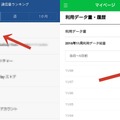 11月8日にLINEで56MBを消費(左)。翌日、LINEモバイルのマイページで確認してみると、LINEで消費したパケットが計上されていなかった(右)