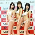 「ミスFLASH2018」グランプリに輝いた、小島瑠那（23歳）、保崎麗（19歳）、麻亜子（23歳）