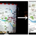 デジタル地図「Stroly」が周辺の店舗を案内。QRコードを介して、利用者のスマートフォンにも同じ地図を表示できる