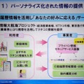 経済産業省、NTTドコモ、東京急行電鉄が共同で行っている行動履歴を活用した情報配信の実証実験の概要。ICカードでユーザの移動を検知し、携帯電話に適切な情報を配信する