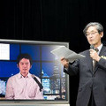 4K超高精細映像による多地点テレビ会議実験の模様