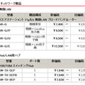 全7製品の新価格（消費税含まず）