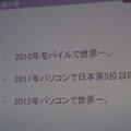 2012年には世界制覇を目指すというメッセージ