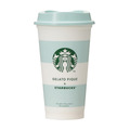 『gelato pique ボーダーリユーザブルカップ ミントグリーン 473ml』¥800