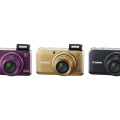 「PowerShot SX210 IS」（パープル、ゴールド、ブラック）