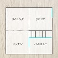 空間を田の字の形に4分割し、キッチンやリビングなどを配置した©MBS