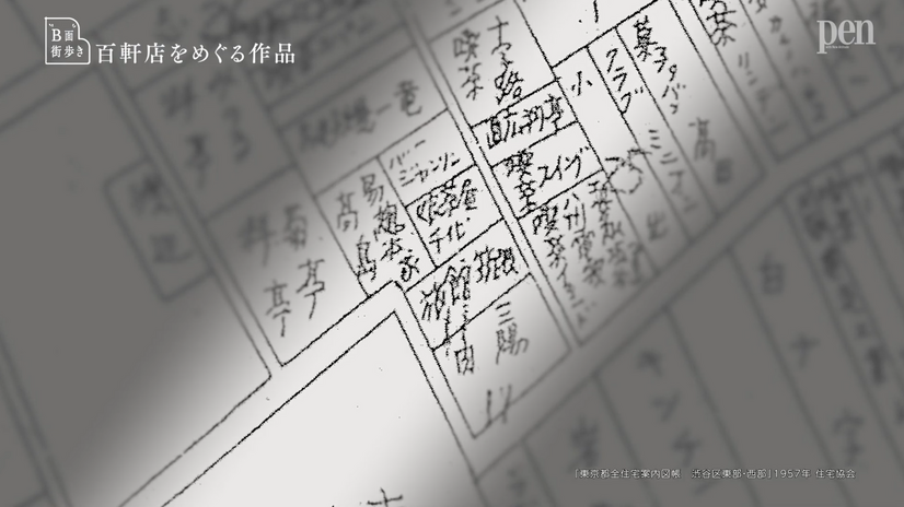 古地図を参照しながら、作品のもととなった舞台の当時と現在の位置関係を独自に検証する。