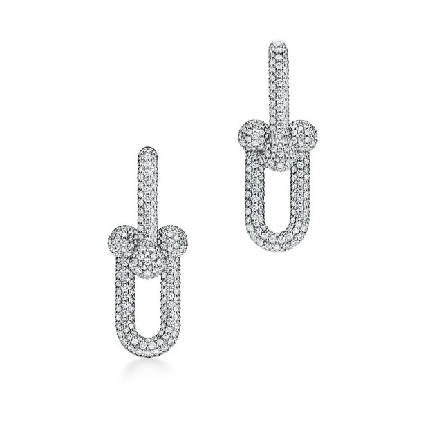 TIffany HardWear Large Link Earrings in White Gold with Diamonds