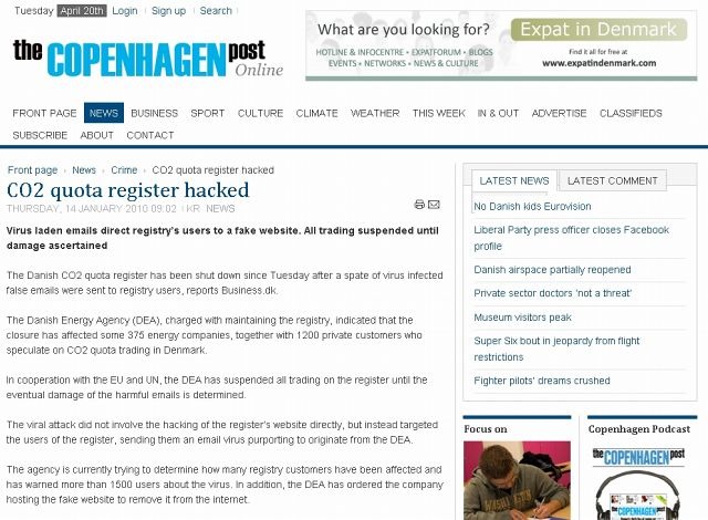 デンマークへの攻撃は、コペンハーゲン・ポスト紙でも報じられている（画像）