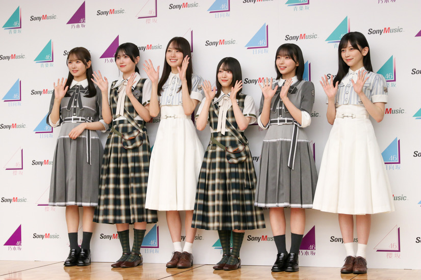 （左から）日向坂46・上村ひなの、櫻坂46・的野美青、乃木坂46・賀喜遥香、櫻坂46・森田ひかる、日向坂46・大野愛実、乃木坂46・池田瑛紗【撮影：平木昌宏】