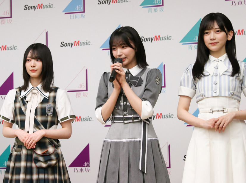 （左から）櫻坂46・森田ひかる、日向坂46・大野愛実、乃木坂46・池田瑛紗【撮影：平木昌宏】