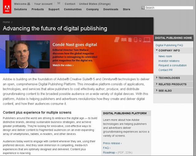 「Digital Publishing Platform | Adobe」サイト