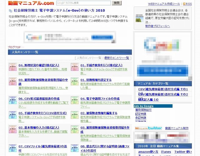 「電子申請システム［e-Gov］の使い方」サイト（画像）