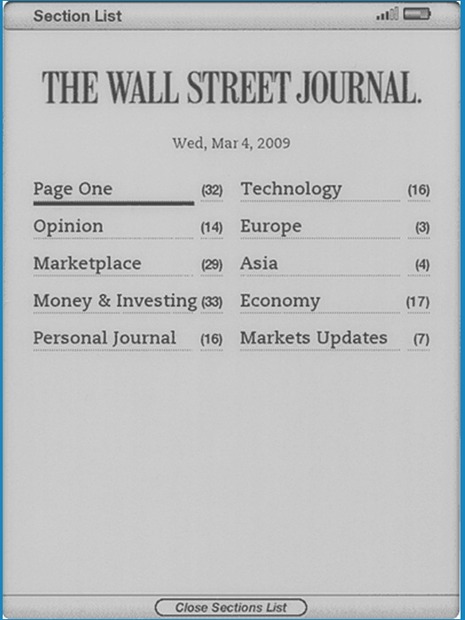 Kindle上のWall Street Journal