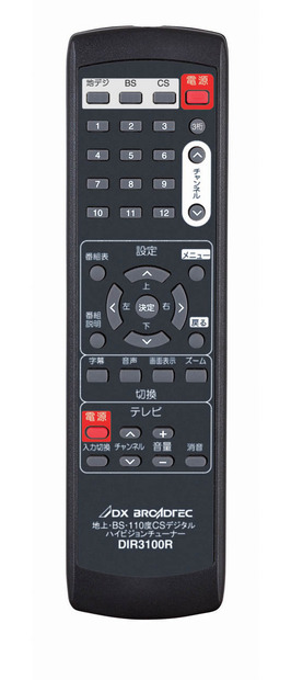 テレビの基本操作も行なえる付属のリモコン