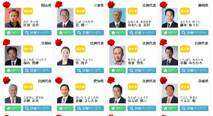 民主党当選者一覧にも谷亮子候補だけ「HPへ」ボタンがない。今後は政治家としての発信の場が必要と思うが