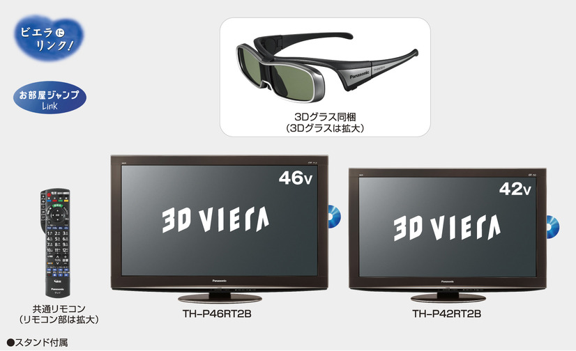 オールインワンタイプの3D対応テレビ「TH-P46RT2B」（46V型）、「TH-P42RT2B」（42V型）