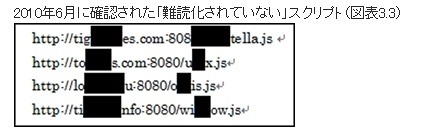 2010年6月に確認された「難読化されていない」スクリプト