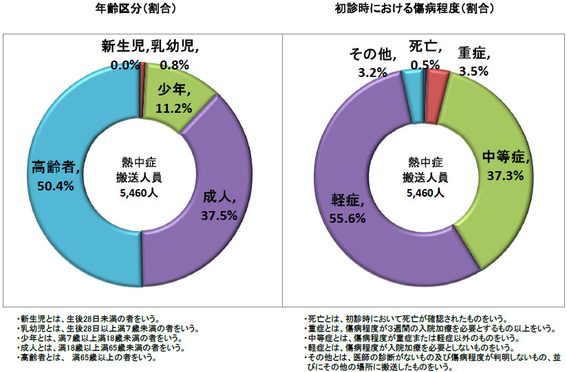 年齢区分と初診時における傷病程度
