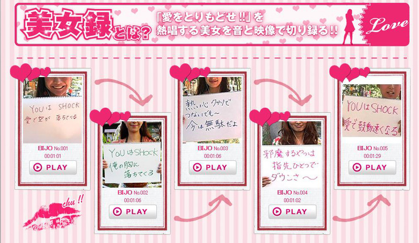 「ぱちんこCR北斗の拳剛掌」のスペシャルサイトで実施中「美女録」