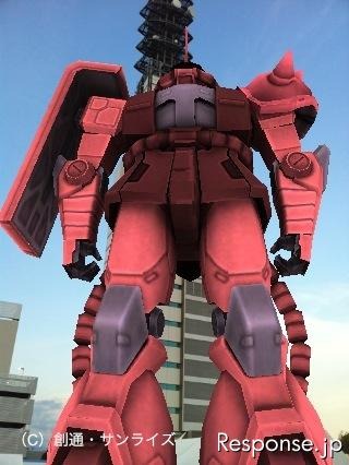 ガンダム 東静岡の実物大ガンダムに赤いシャア専用ザクがARで登場