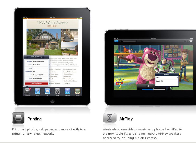 新機能の「Printing」と「AirPlay」