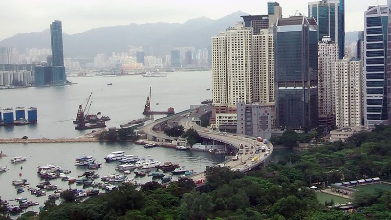 会場から見える香港の風景