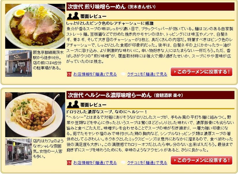 最終選考に残った8つのラーメンの詳細も掲載されている