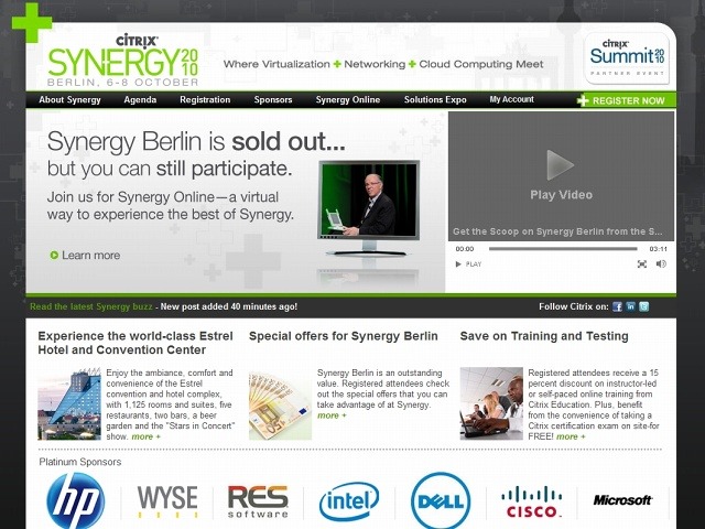 「Citrix Synergy 2010」サイト（画像）