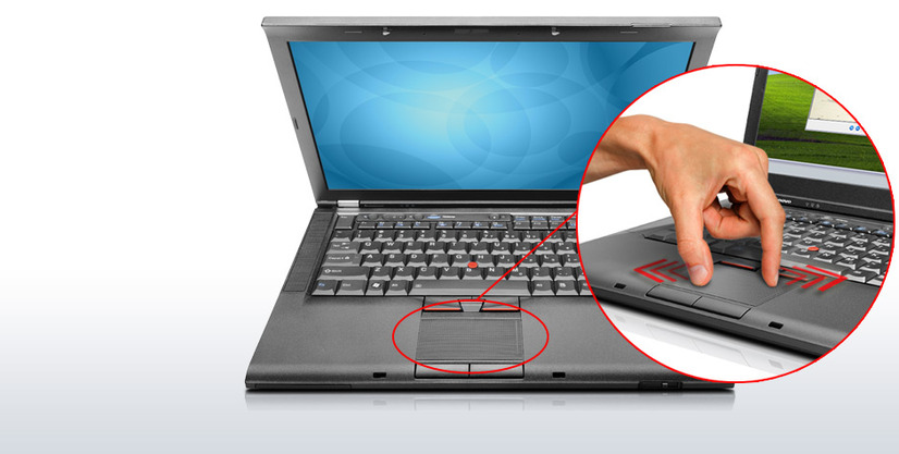 T410sに搭載のマルチタッチ対応タッチパッドの操作イメージ