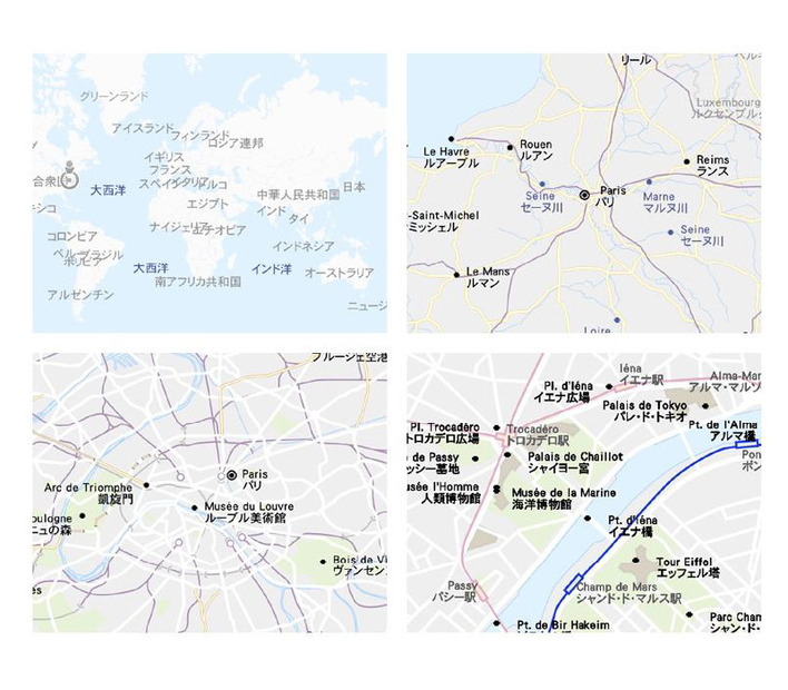 全世界の地図データの表示一例