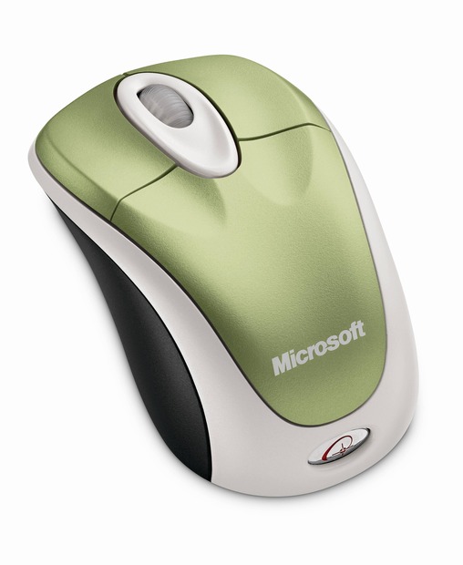 「Microsoft Wireless Notebook Optical Mouse 3000」（ライト グリーン）
